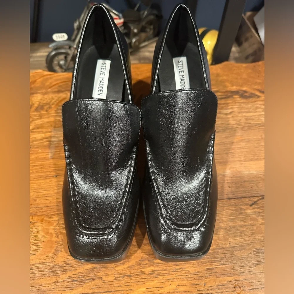 Steve Madden Black Platform Loafers